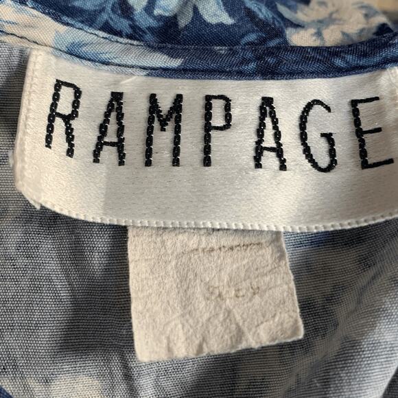 Vintage 90s Blue Floral Midi Dress Sleeveless Rayon A Line Medium Romantic - Picture 8 of 14